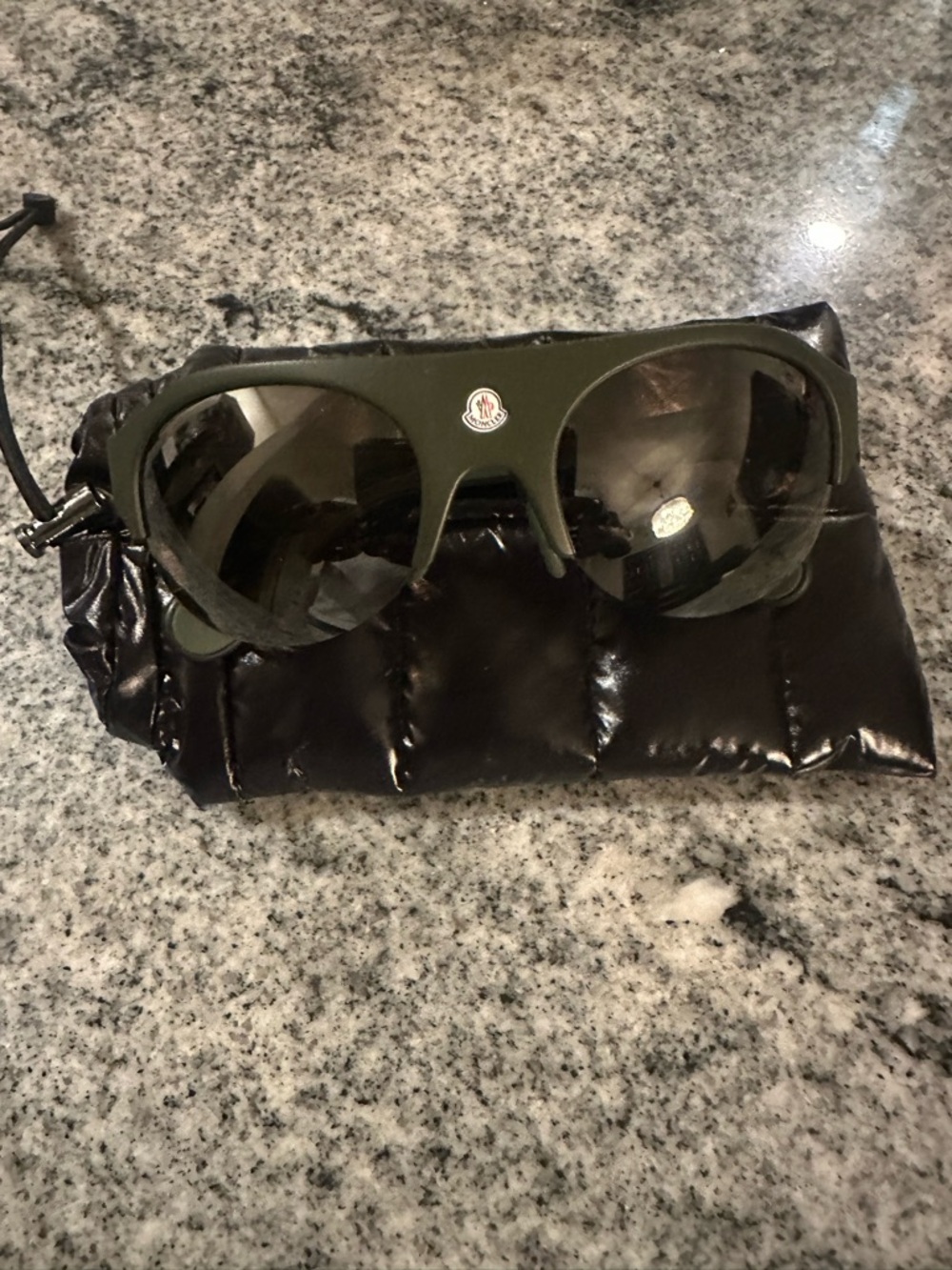 Moncler Olive Green Aviator Sunglasses with Logo